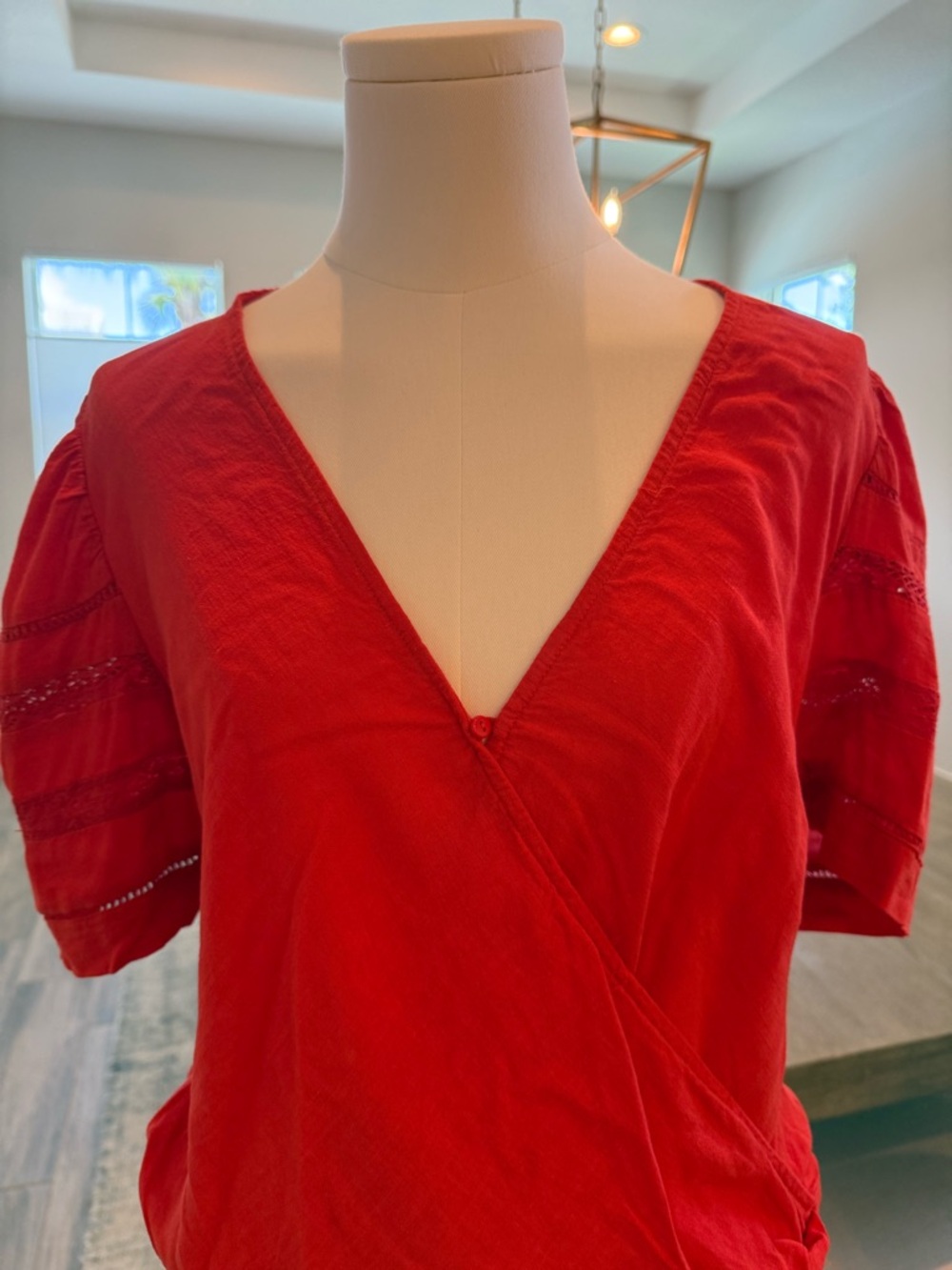 Heartloom Vibrant Red V-Neck Faux Wrap Camisole Top